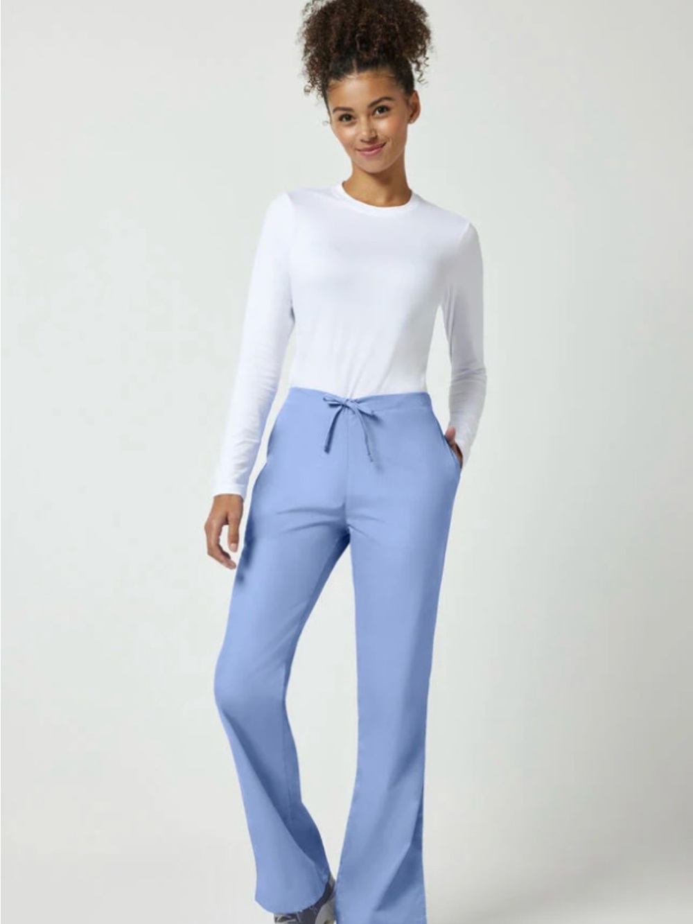 Cherokee Workwear Ceil Blue Drawstring Wide-Leg Pants